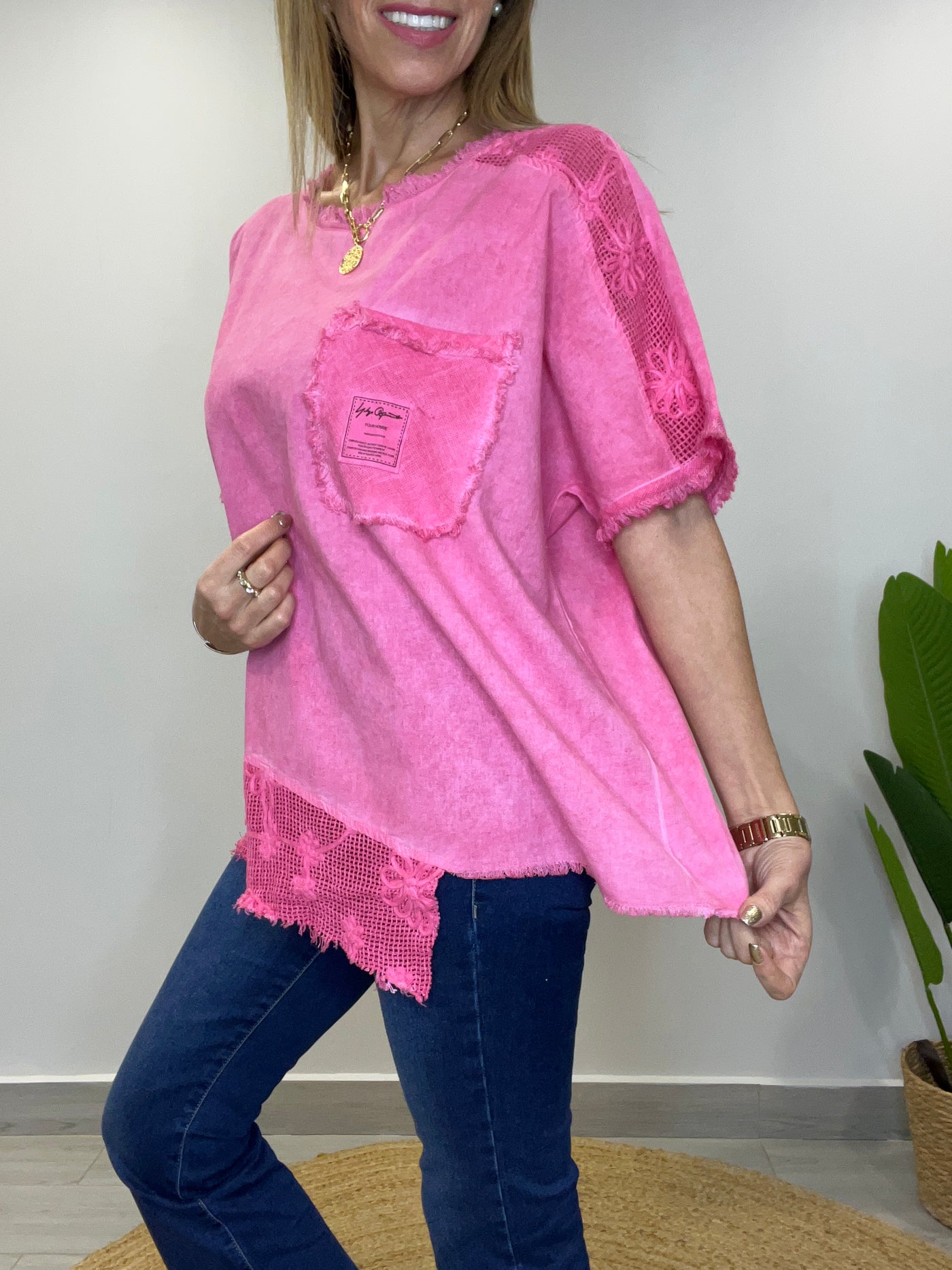 Polera linolet italiana Laura Fucsia