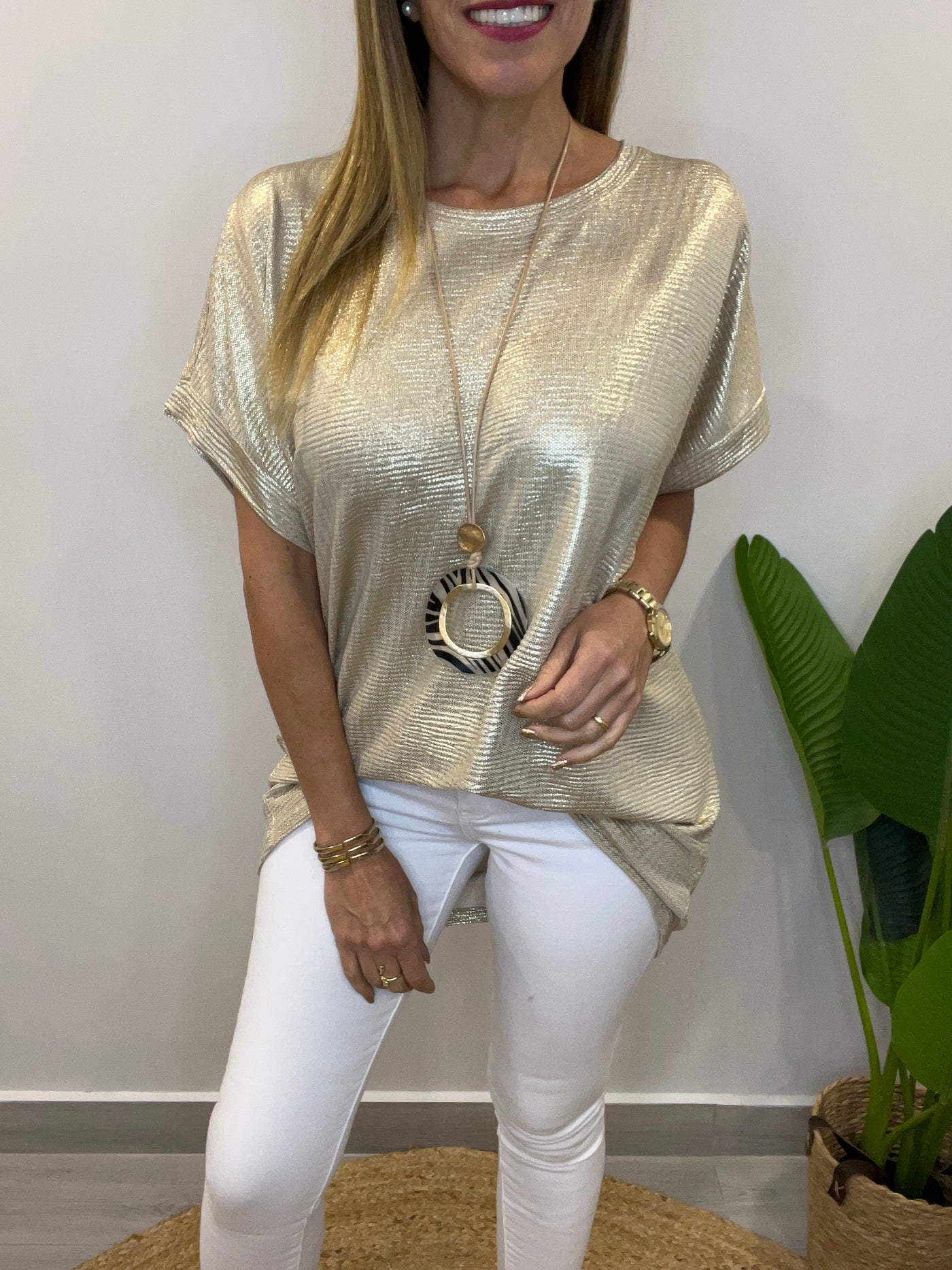 Polera Metalizada Mantra Dorada