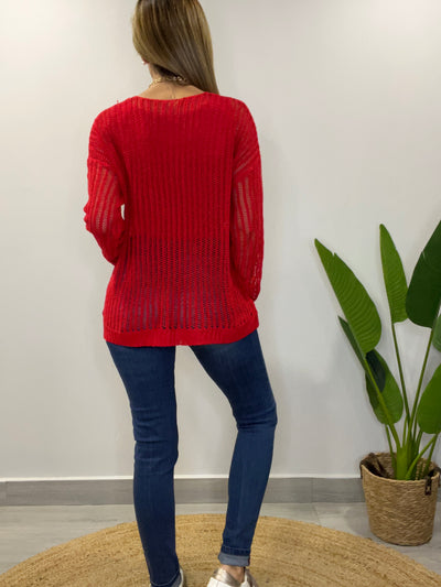 Sweater Hilo Silueta rojo