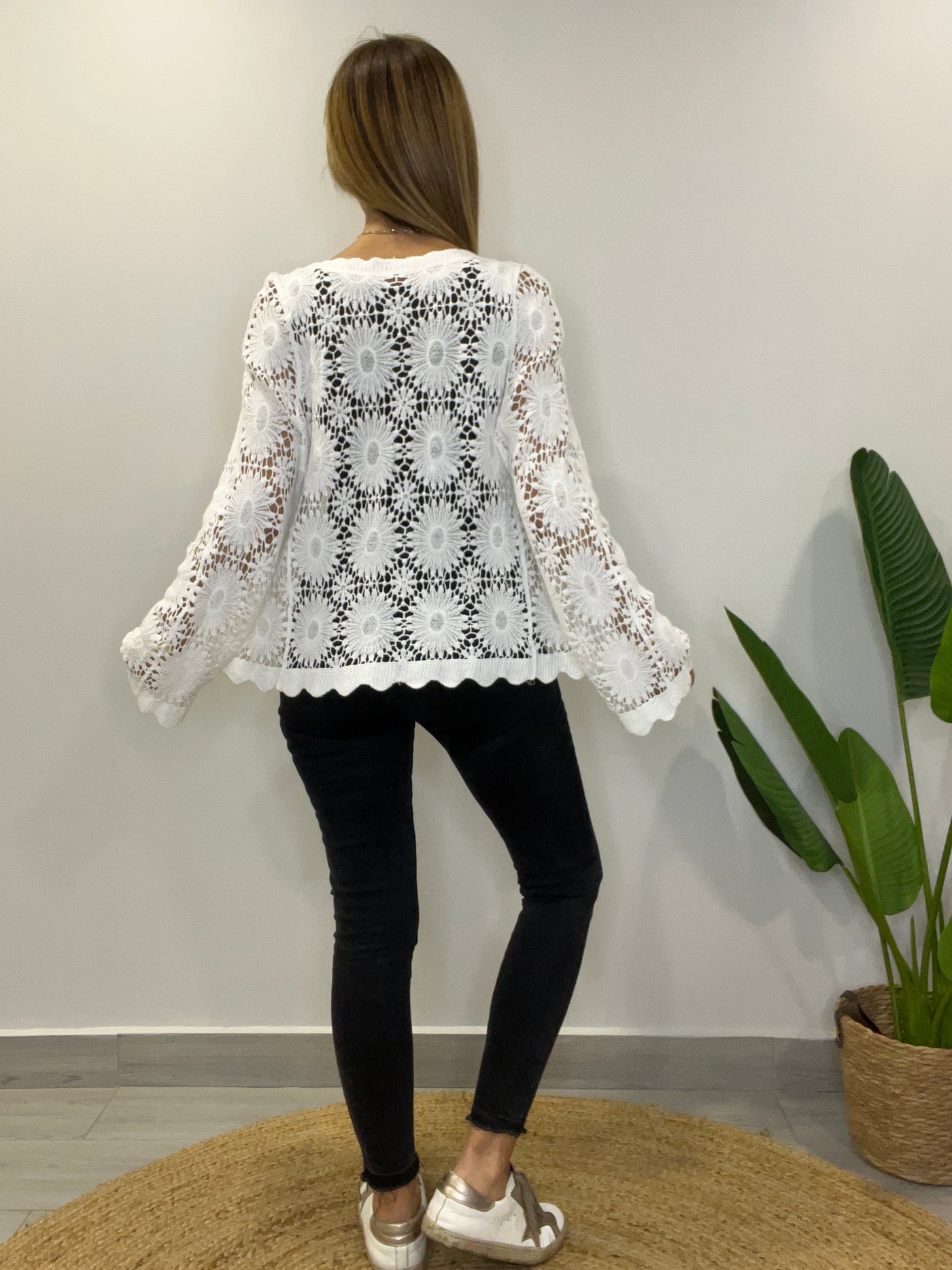 Chaleco Macramé Romántico Blanco