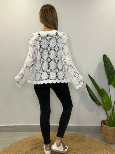 Chaleco Macramé Romántico Blanco