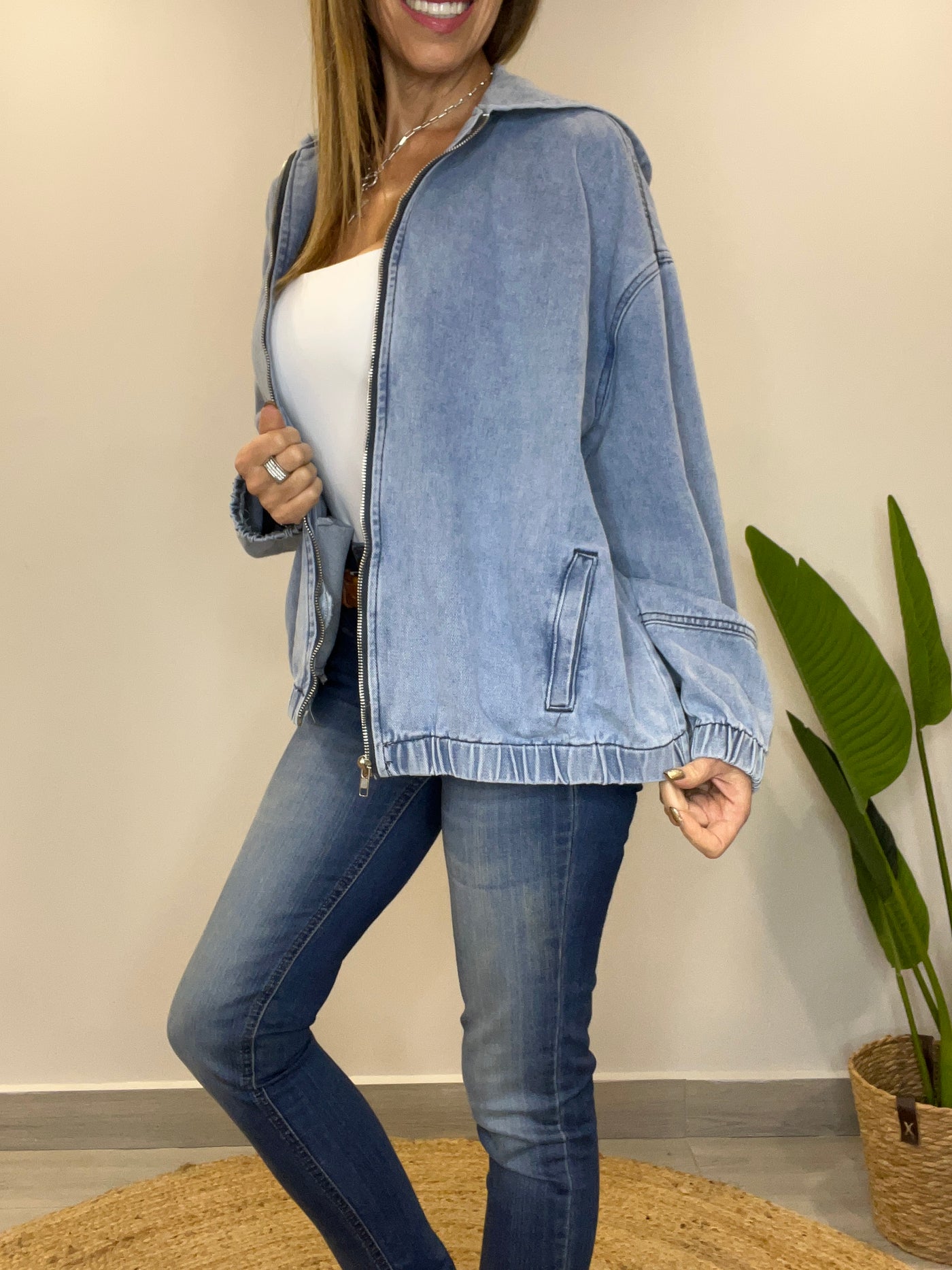 Bomber mezclilla Stanford Celeste