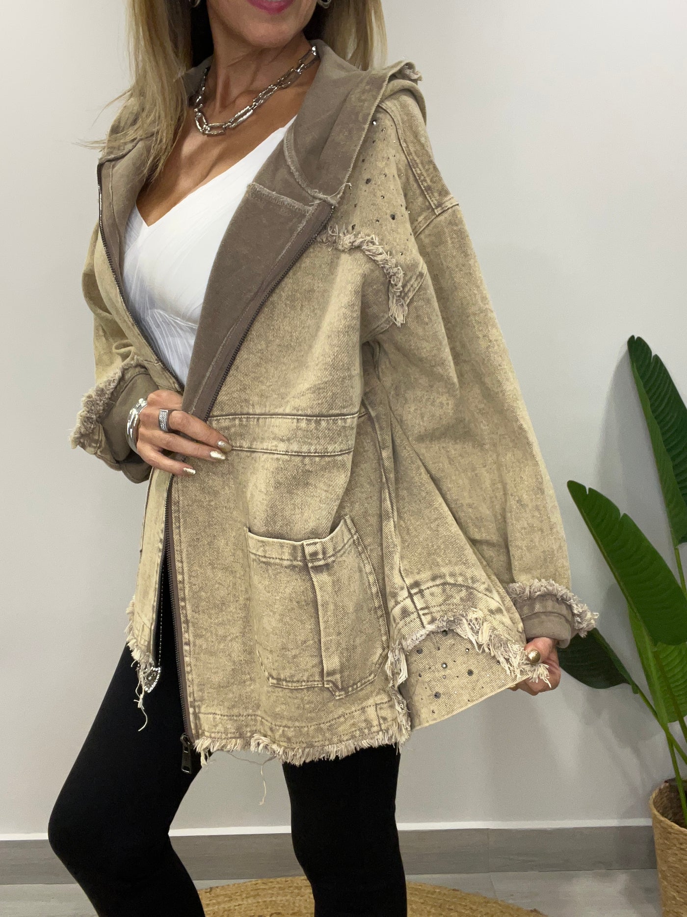 Chaqueta mezclilla Veramonte Beige