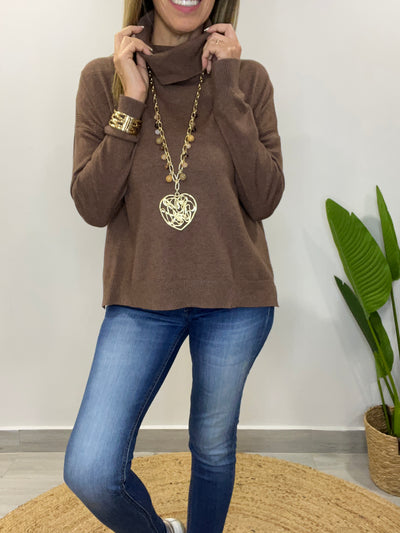 Sweater cuello Melany café