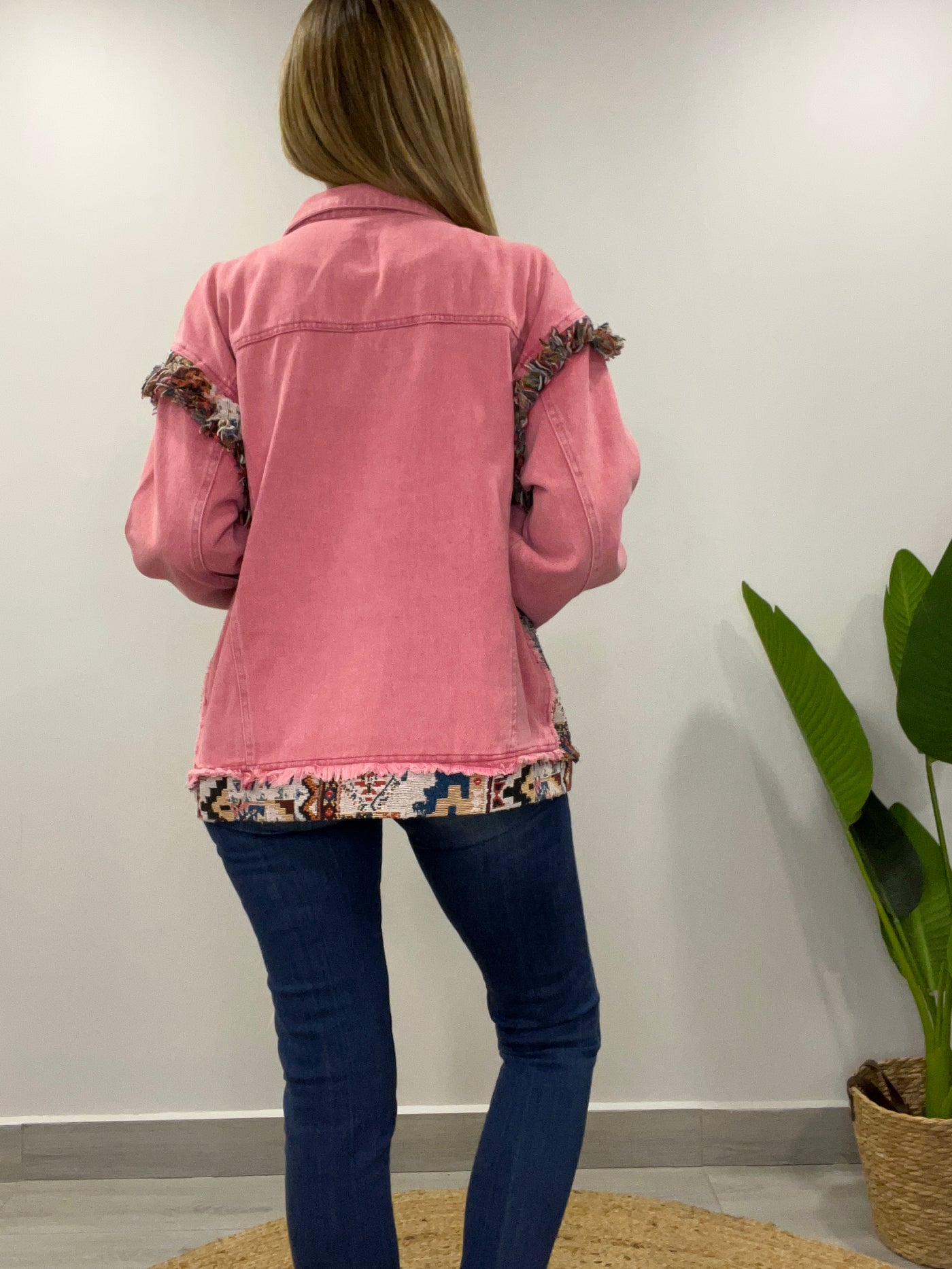 Chaqueta mezclilla Malú Fresa