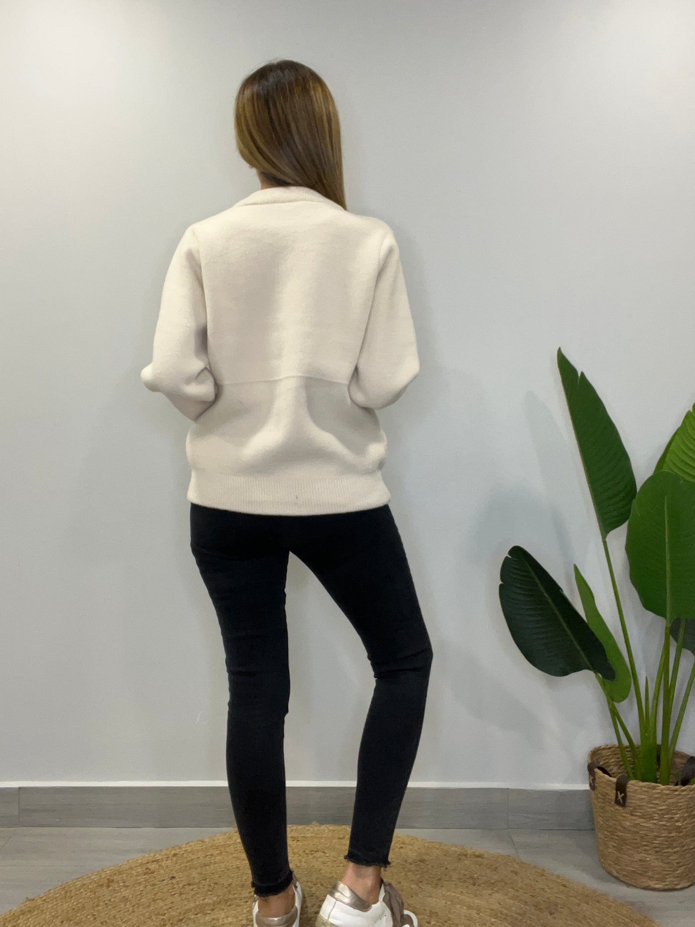 Chaqueta/polerón cuello desmontable Monti Crema