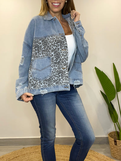 Chaqueta mezclilla Print Celeste