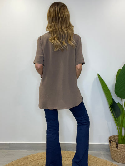 Blusa Crep imperial Chocolate