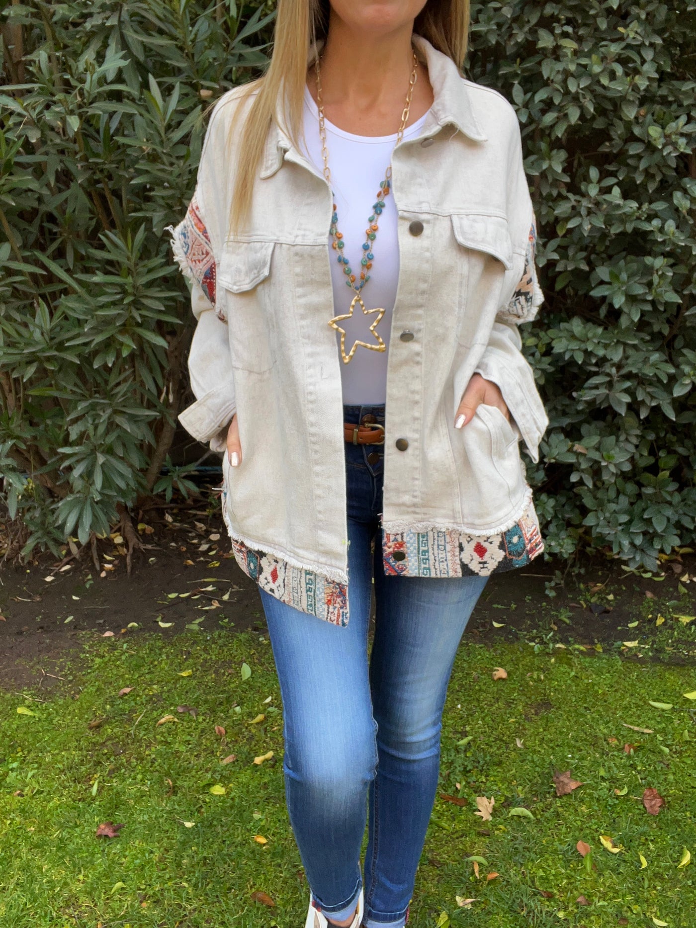 Chaqueta mezclilla Bohemia Tiza