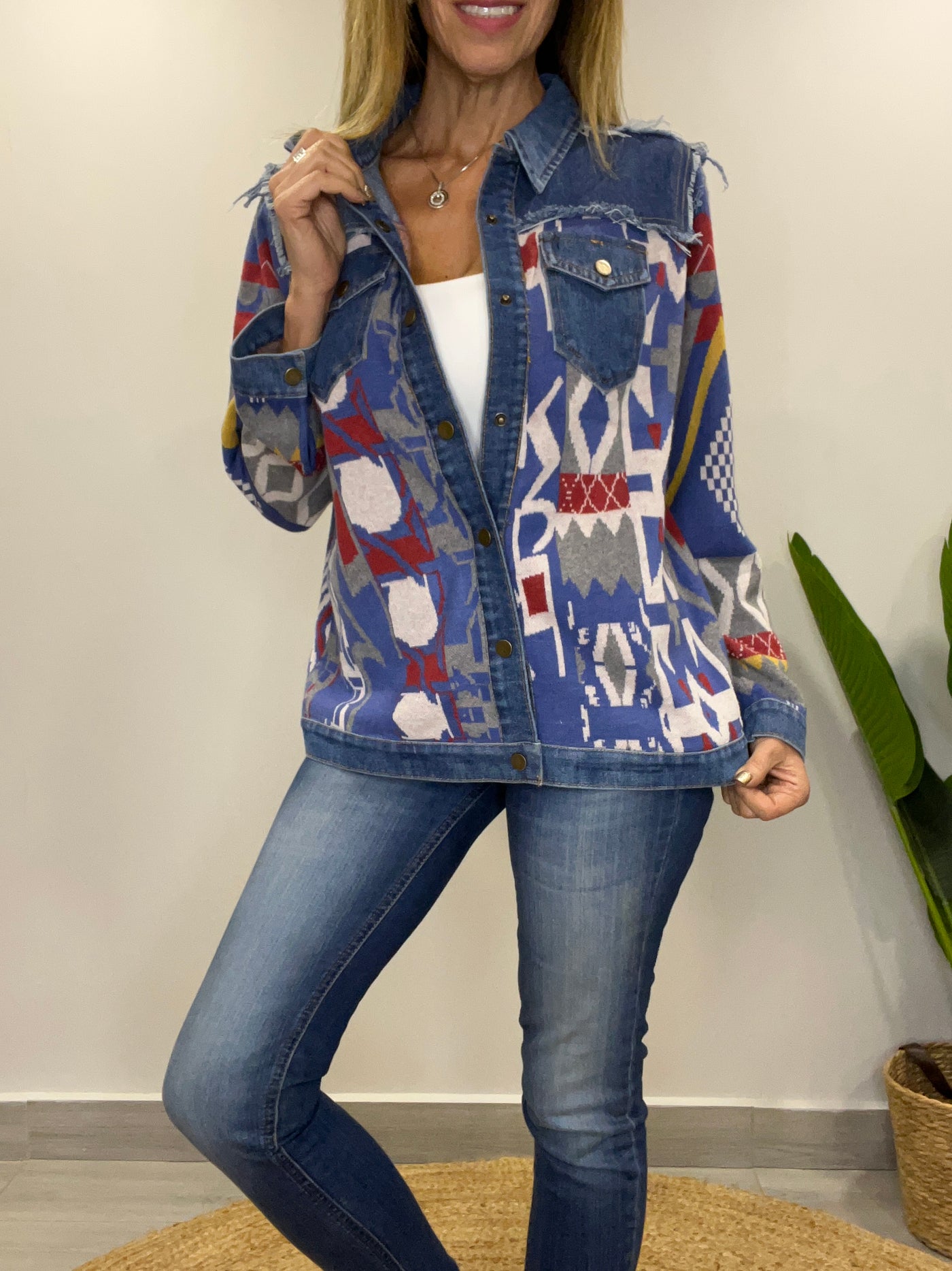 Chaqueta tejida Sinigual Azul