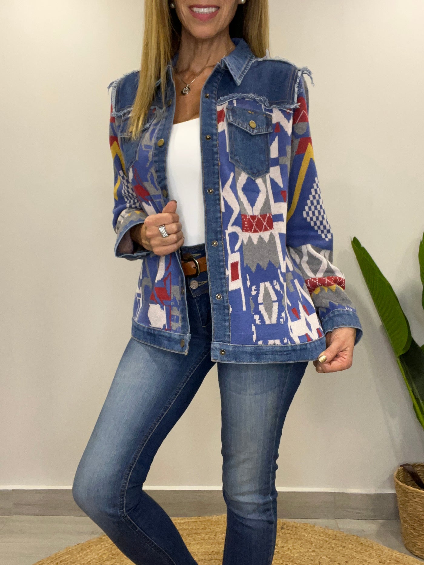 Chaqueta tejida Sinigual Azul