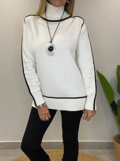 Sweater cuello Atenea blanco