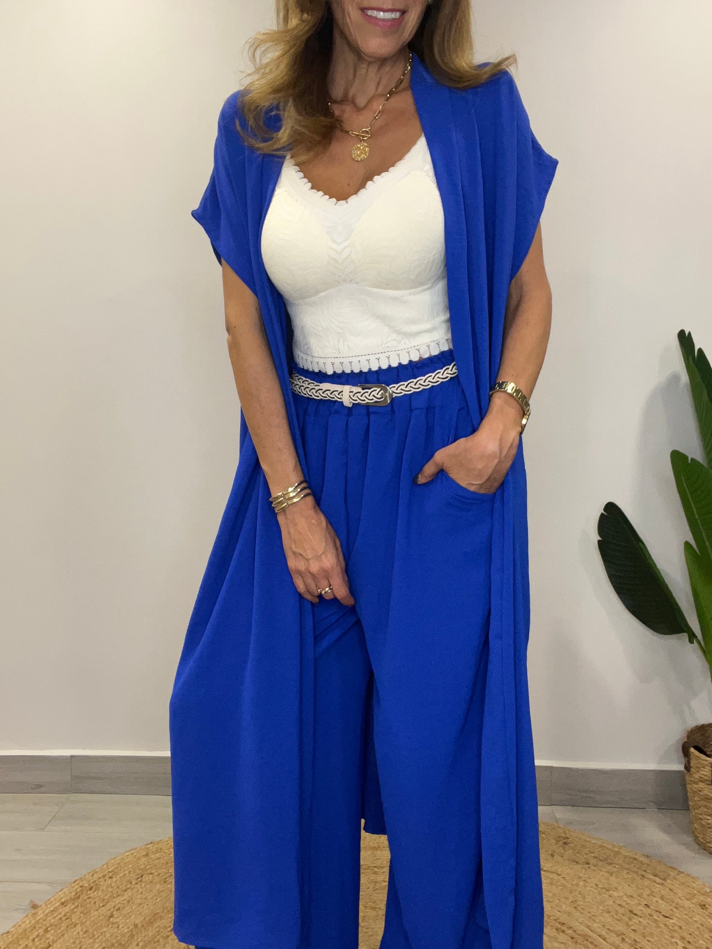 Conjunto Italiano Venecia Azulino (2 piezas)