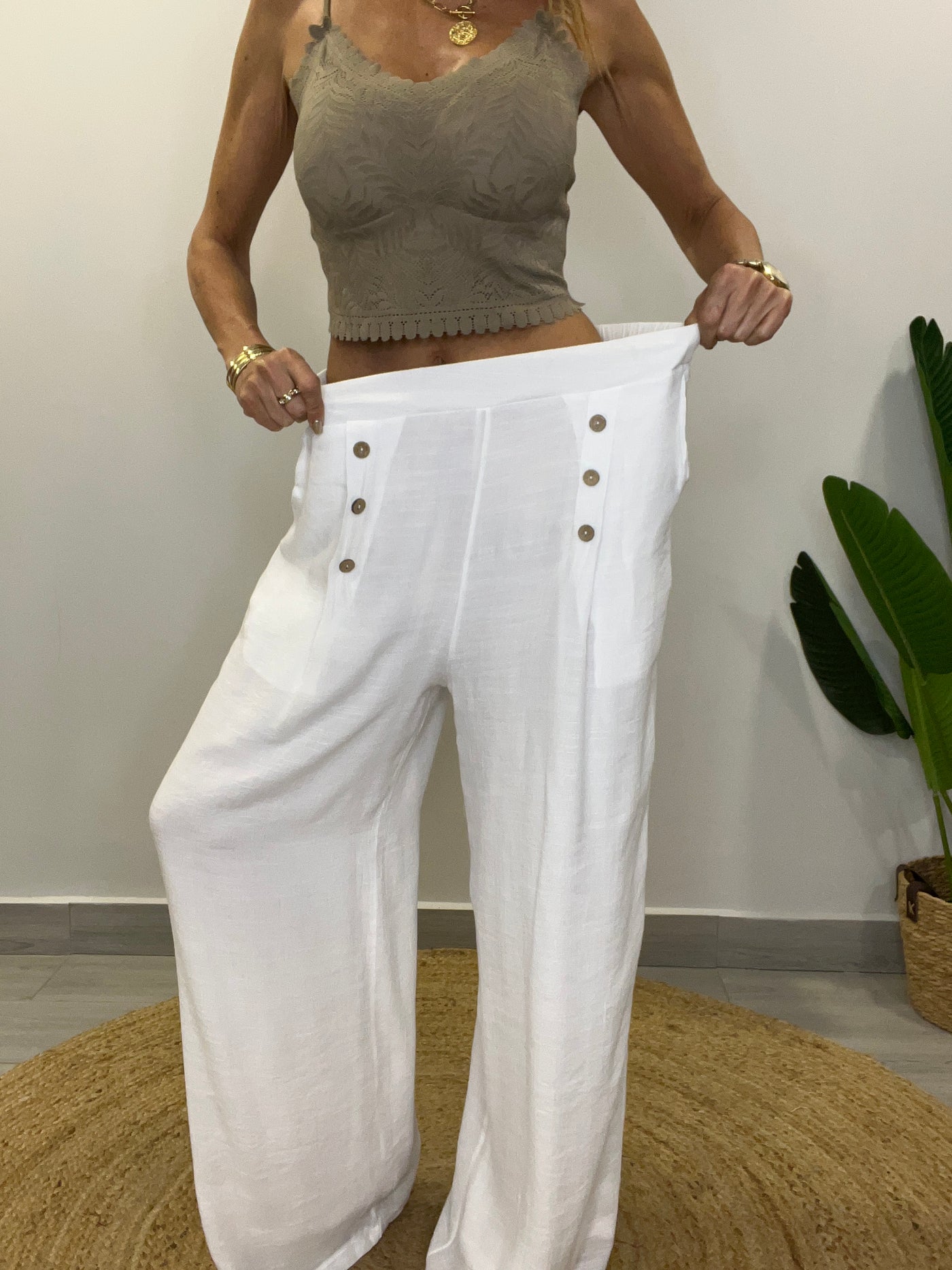 Palazzo Bambula doble capa bahamas Blanco