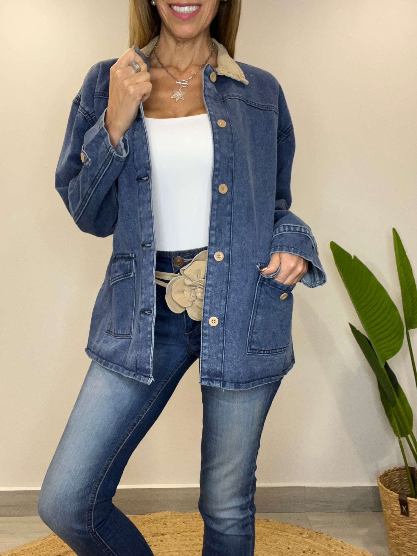 Chaqueta mezclilla Oxford Azul