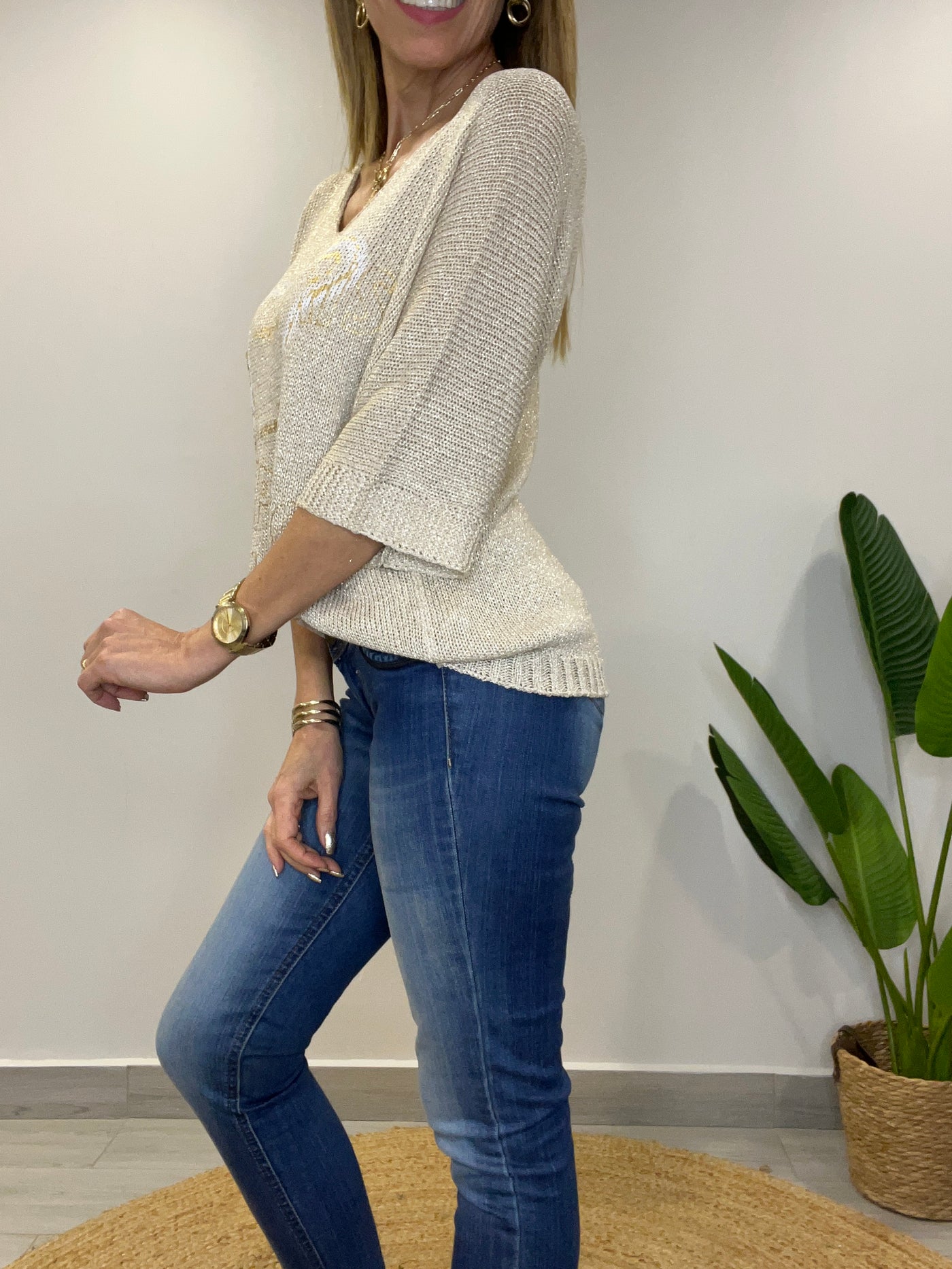 Sweater/polera hilo lurex Loveparis Dorado