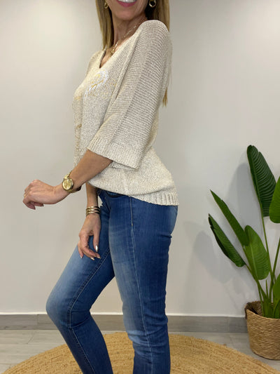 Sweater/polera hilo lurex Loveparis Dorado