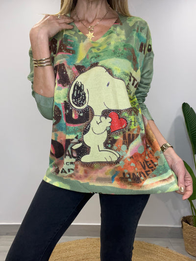 Sweater Italiano Snoopy Verde
