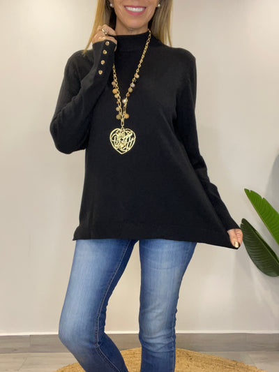 Sweater cuello medio Amalfi Negro