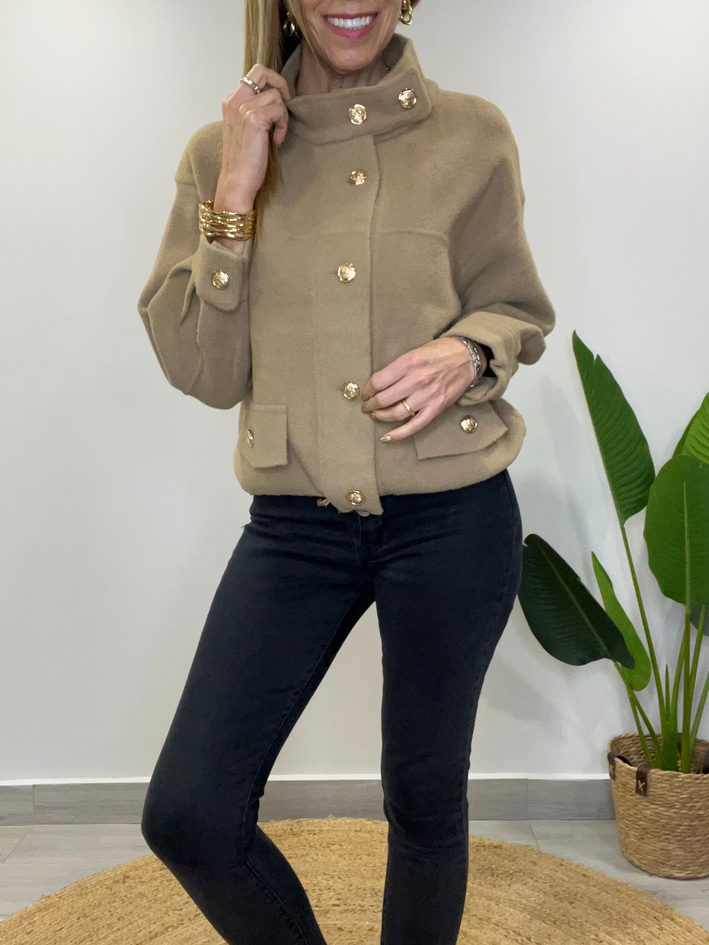 Abrigo corto Poly Camel