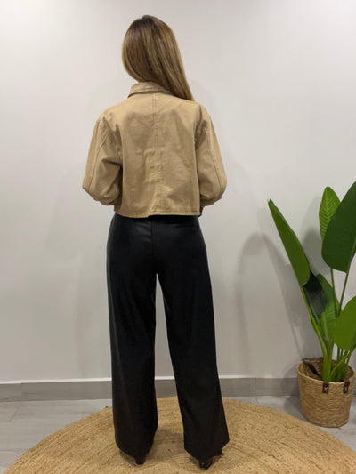 Chaqueta corta mezclilla Circón Beige