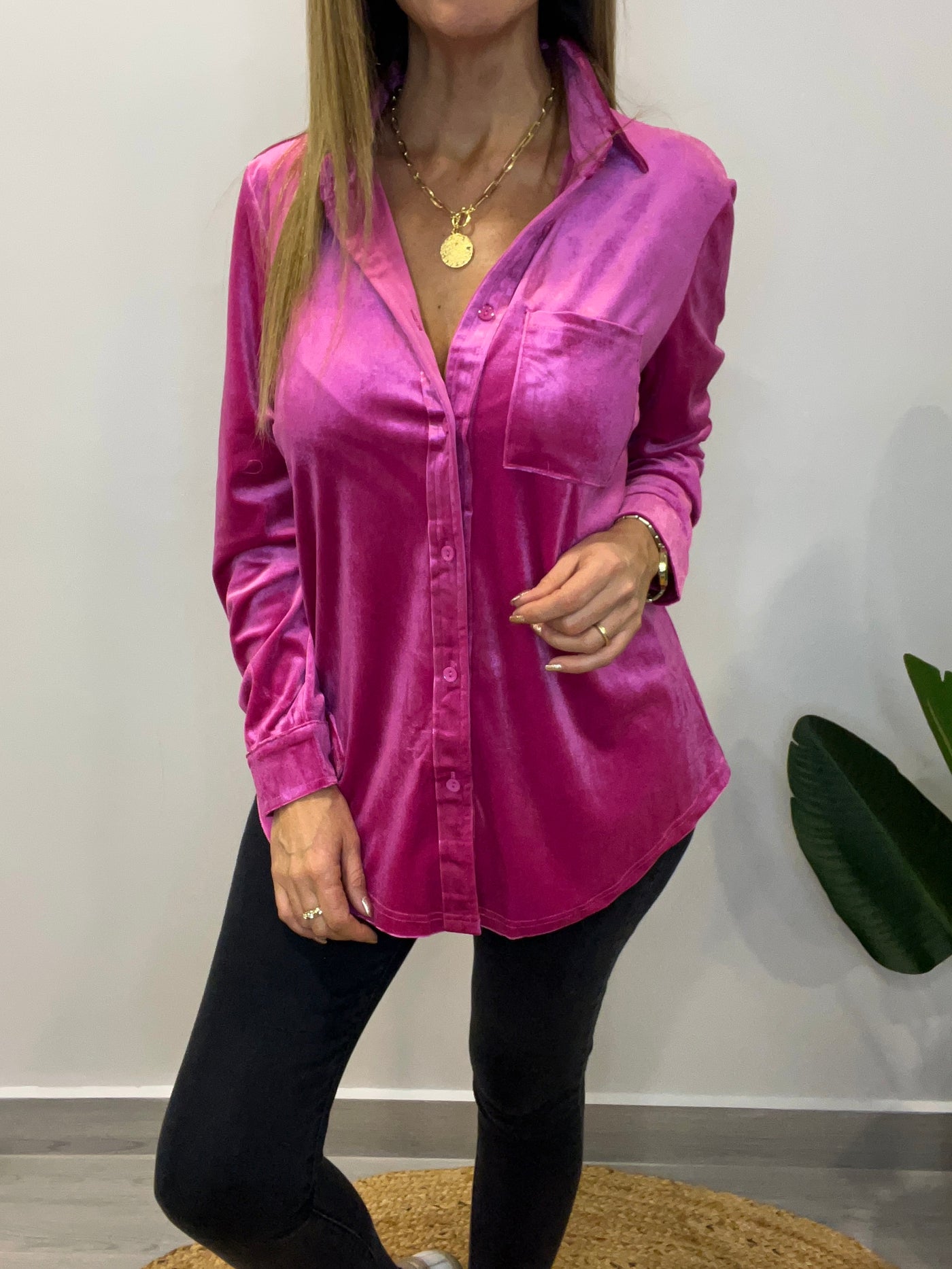 Camisa Velvet fucsia