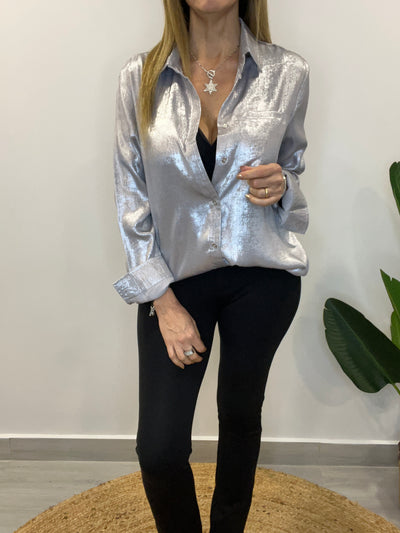 Camisa Metalizada Plateada