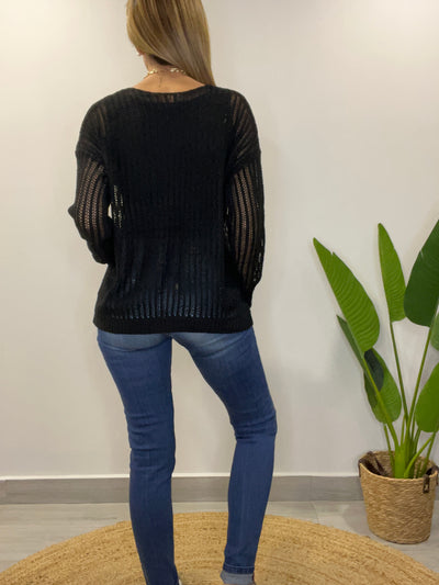 Sweater Hilo Silueta Negro
