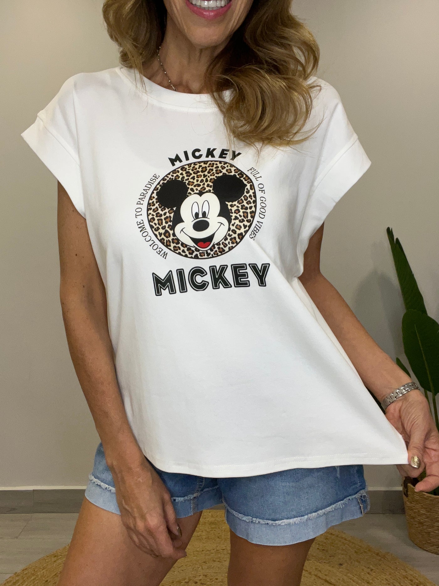 Polera Mickey print blanca