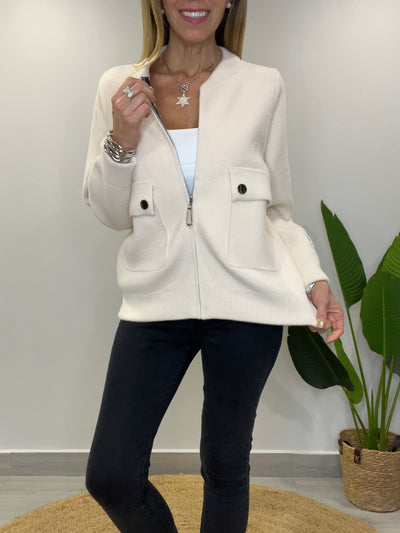Chaqueta/polerón cuello desmontable Monti Crema