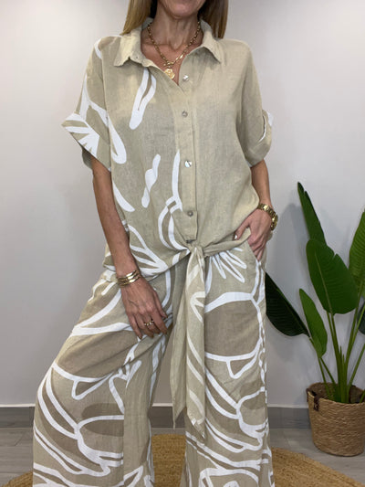 Conjunto Lino Italiano Nassau Beige