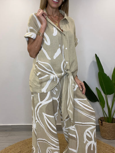 Conjunto Lino Italiano Nassau Beige