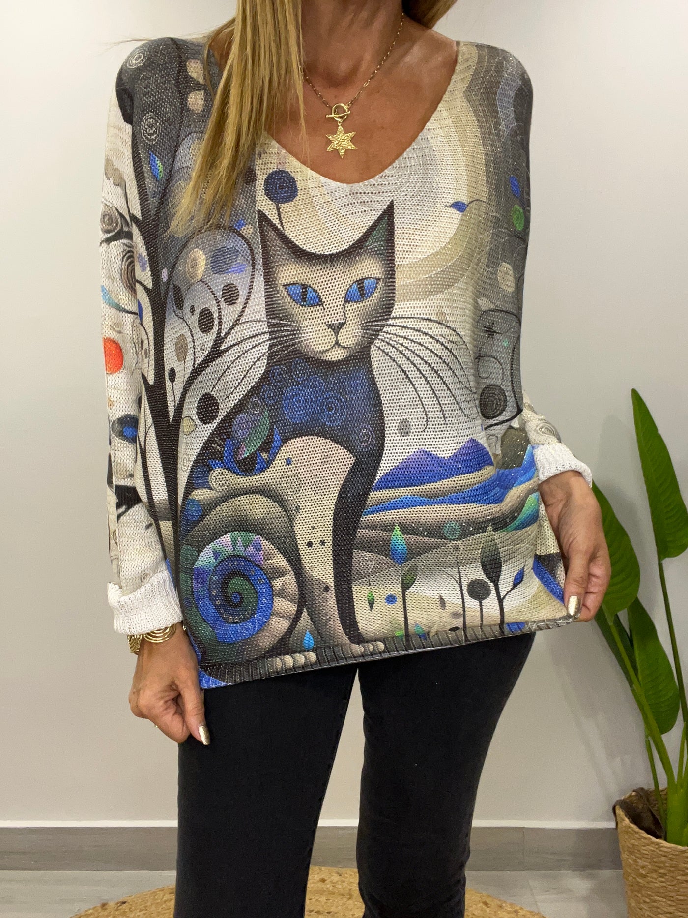 Sweater Italiano Hilo minina azul