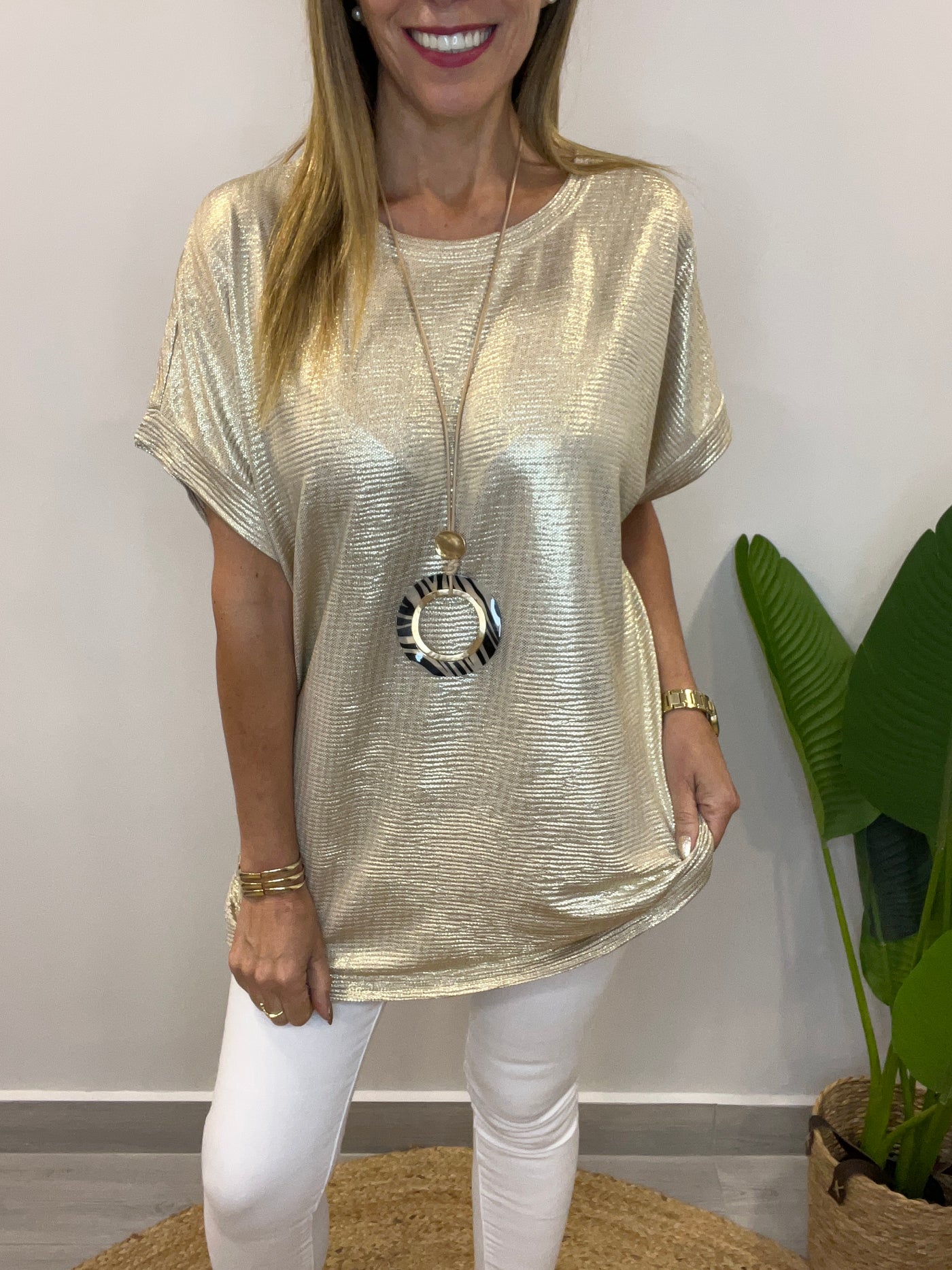 Polera Metalizada Mantra Dorada