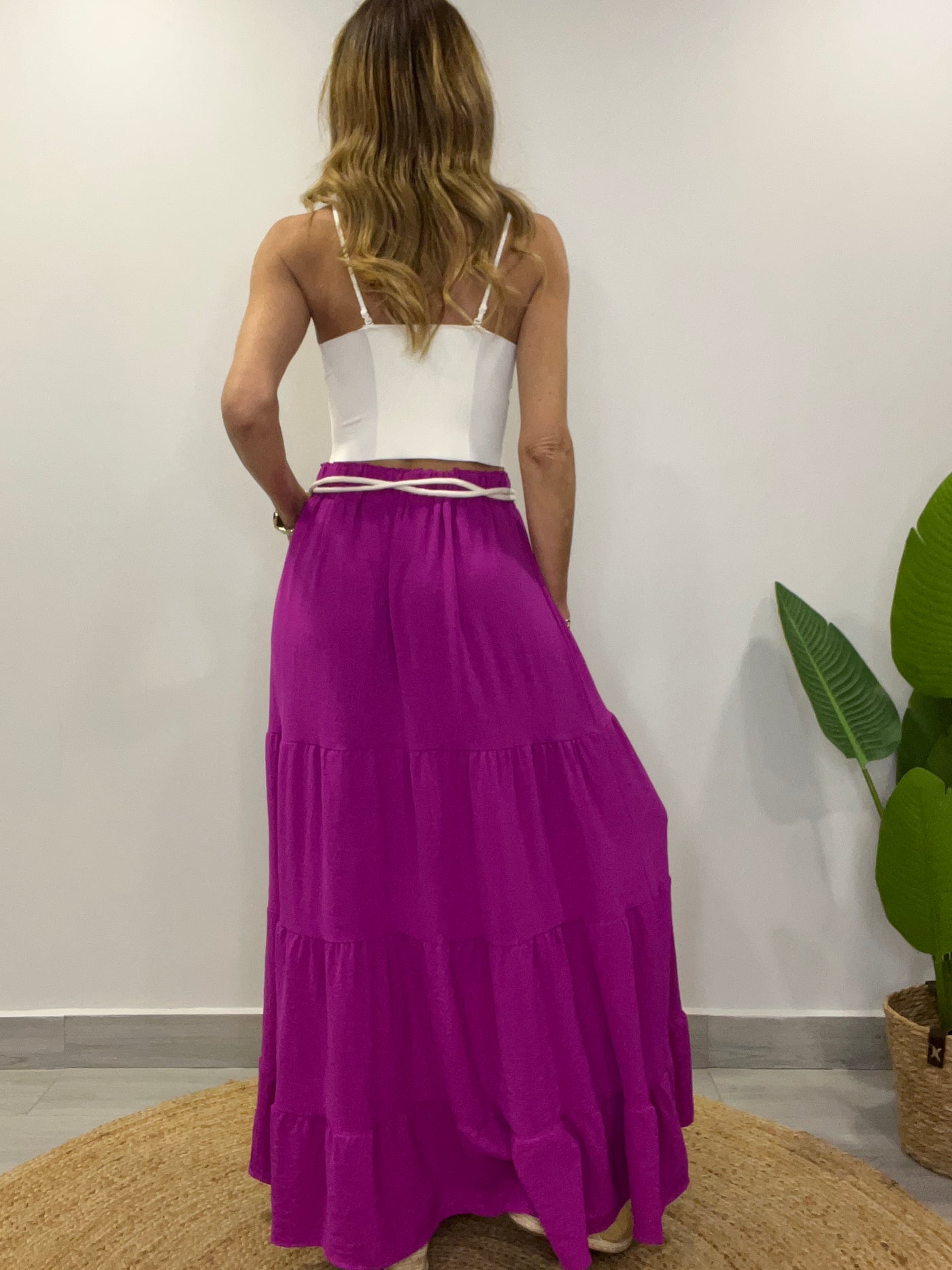 Falda Crep Venus magenta