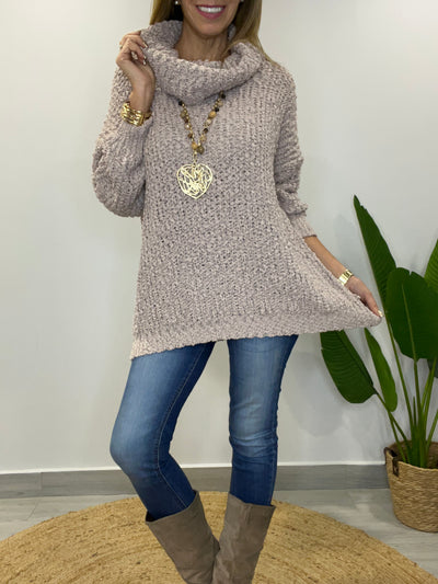 Sweater Buclé Cuello Arena