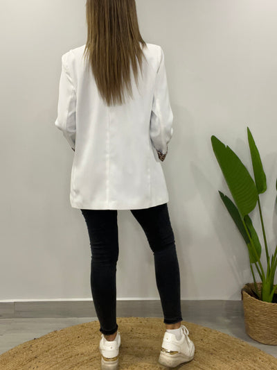 Blazer liso fondo Print Blanco
