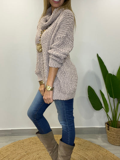 Sweater Buclé Cuello Arena