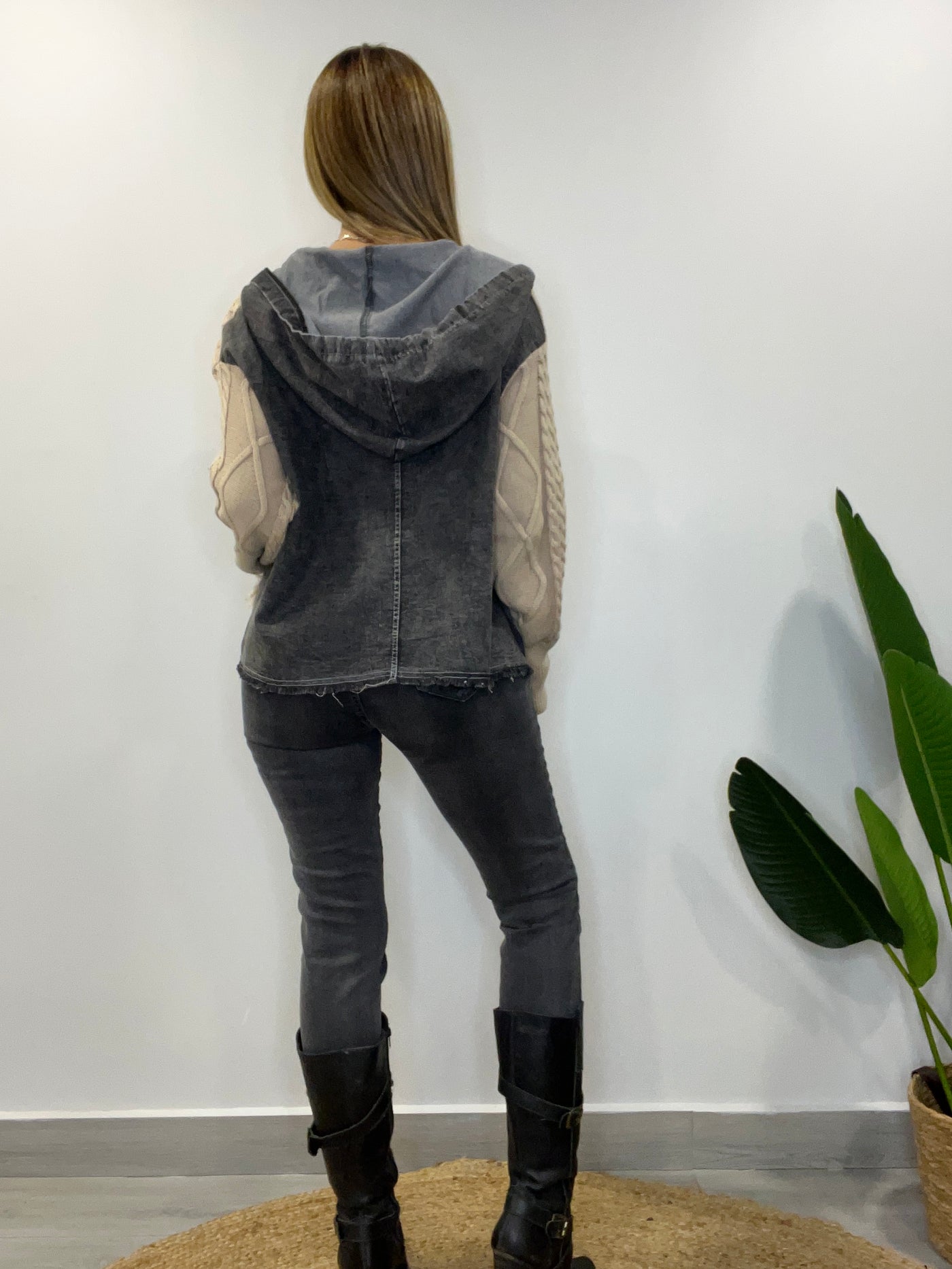 Chaqueta mezclilla Tejida Andy Beige