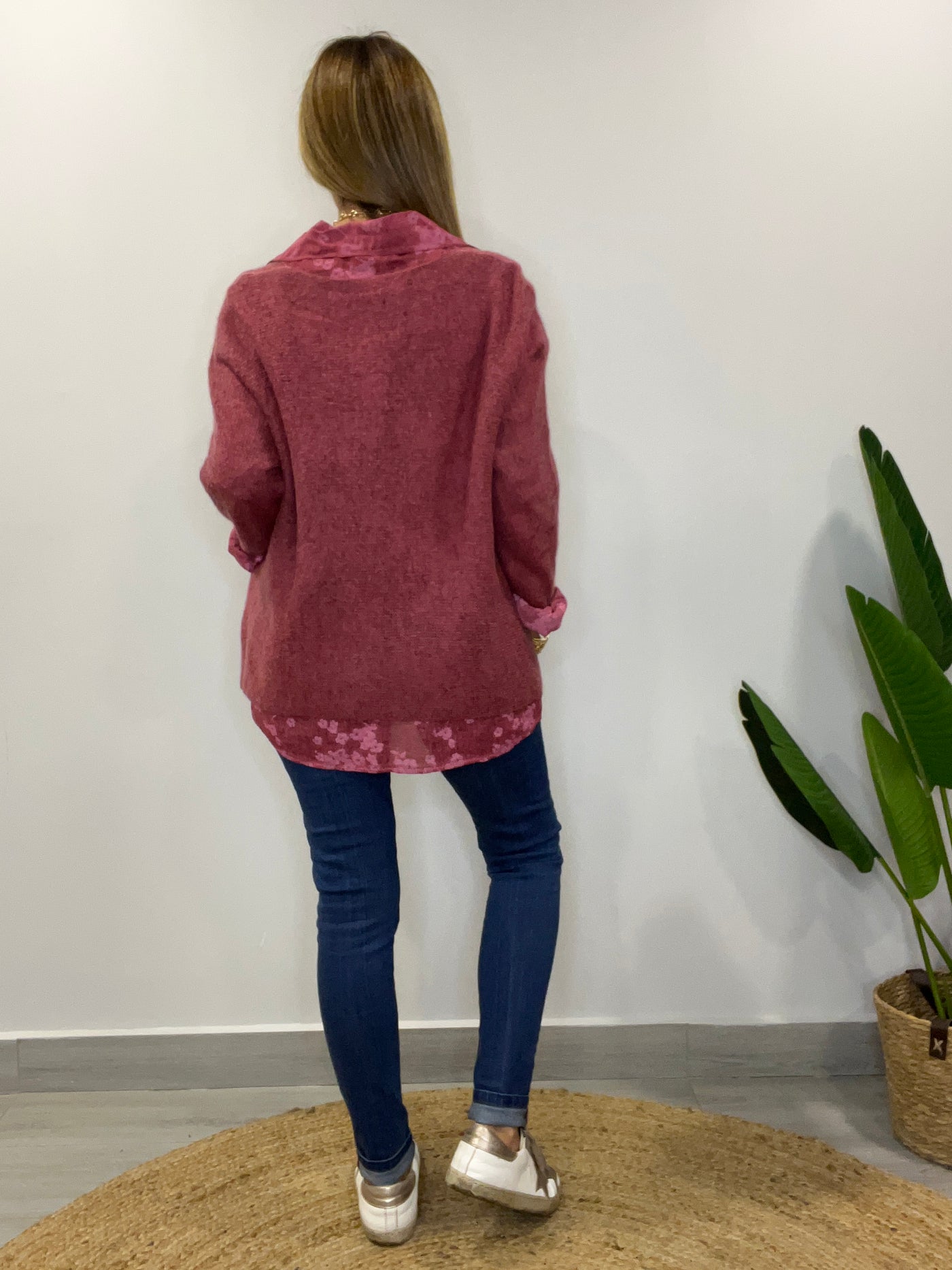 Sweater Italiano cachemira y camisa vino
