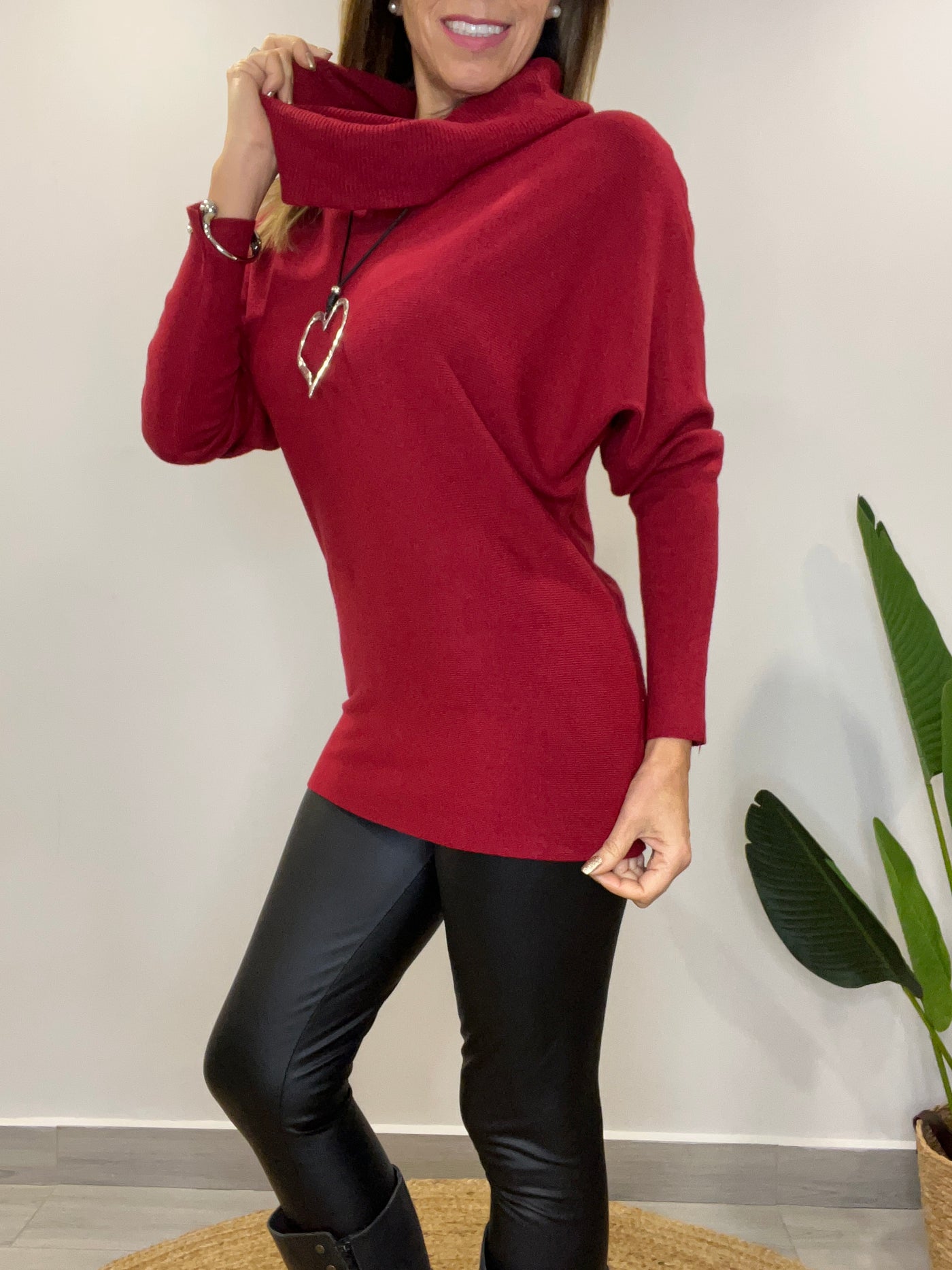 Sweater  Singapur/Cuello Cherry