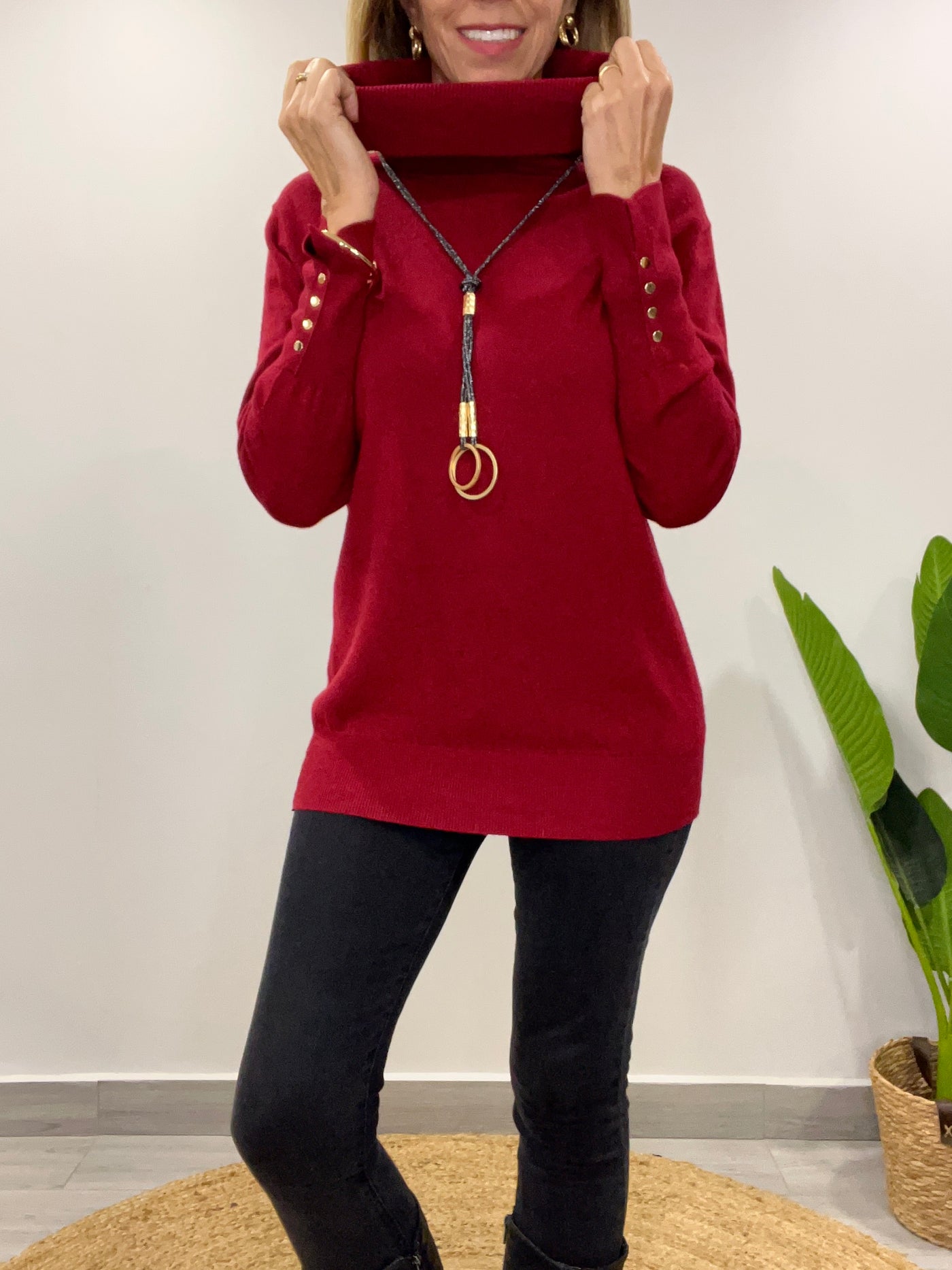 Sweater Delirio/Cuello cherry