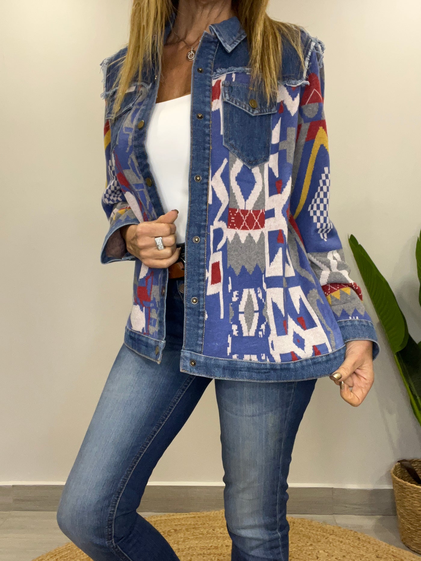 Chaqueta tejida Sinigual Azul