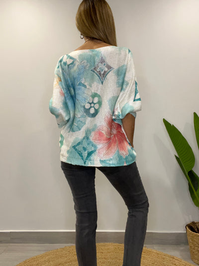 Polera Italiana Hilo Mallorca Turqueza