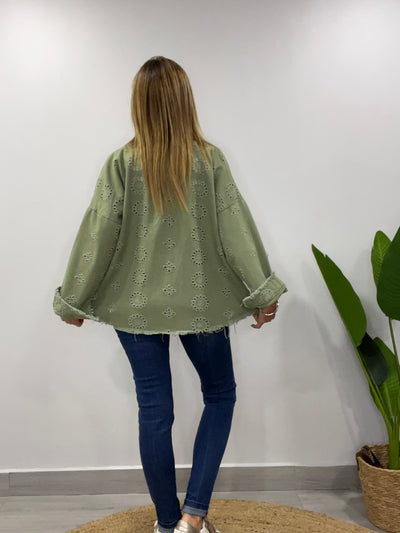 Chaqueta mezclilla Broderie Blondi oliva