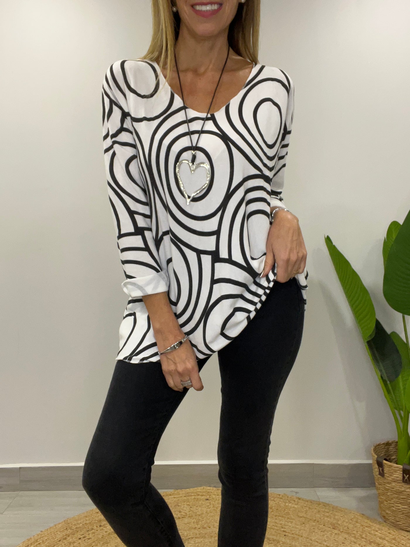 Polera Círculos Blanco