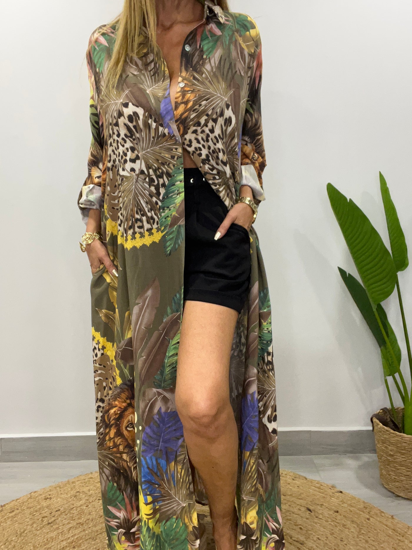 Vestido Italiano Camisero Salvaje Oliva