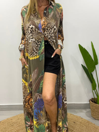 Vestido Italiano Camisero Salvaje Oliva