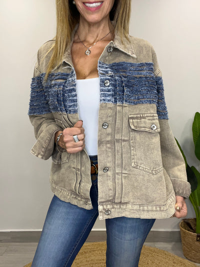 Chaqueta mezclilla Festi Beige