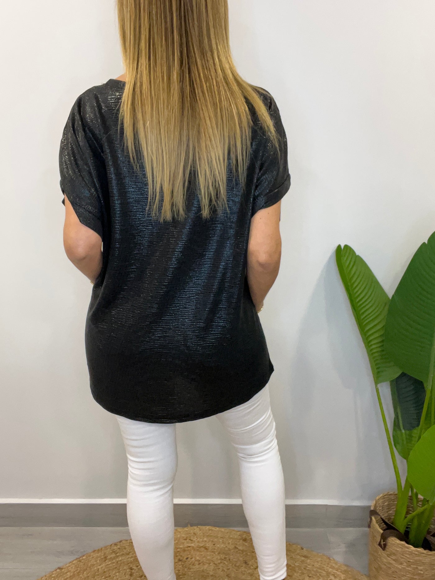 Polera Metalizada Mantra Negra